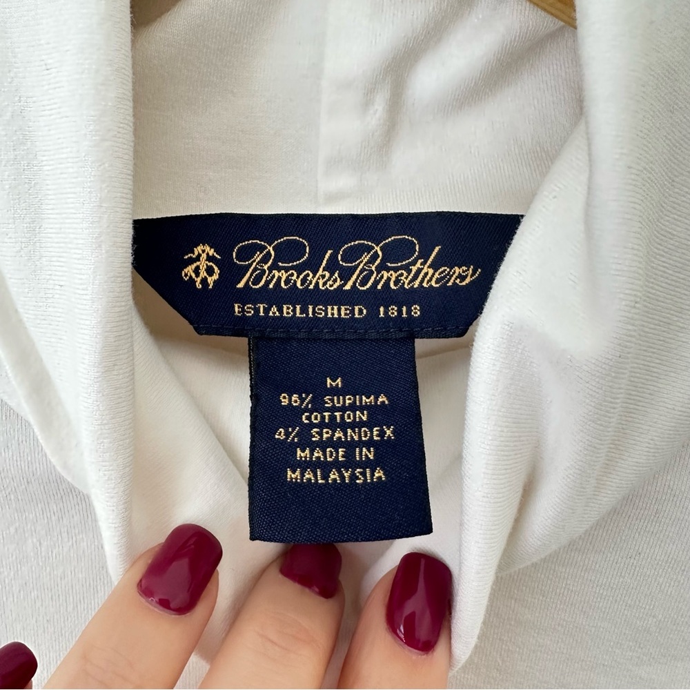 Brooks Brothers White Supima Cotton Turtleneck Rollneck Top Golden Fleece Logo - Picture 4 of 7